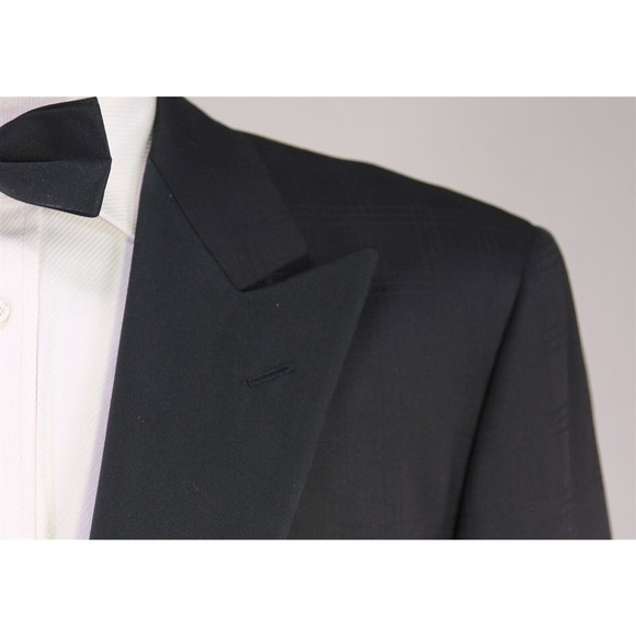 Stefano Ricci Recent Black Tone Check Super 180's Wool Peak Lapel 1B Tuxedo 42R - Picture 4 of 10
